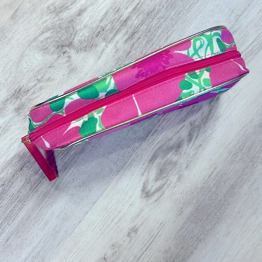 Lilly Pulitzer for Estée Lauder Pink &‎ Green Tropical Floral Print Cosmetic Bag